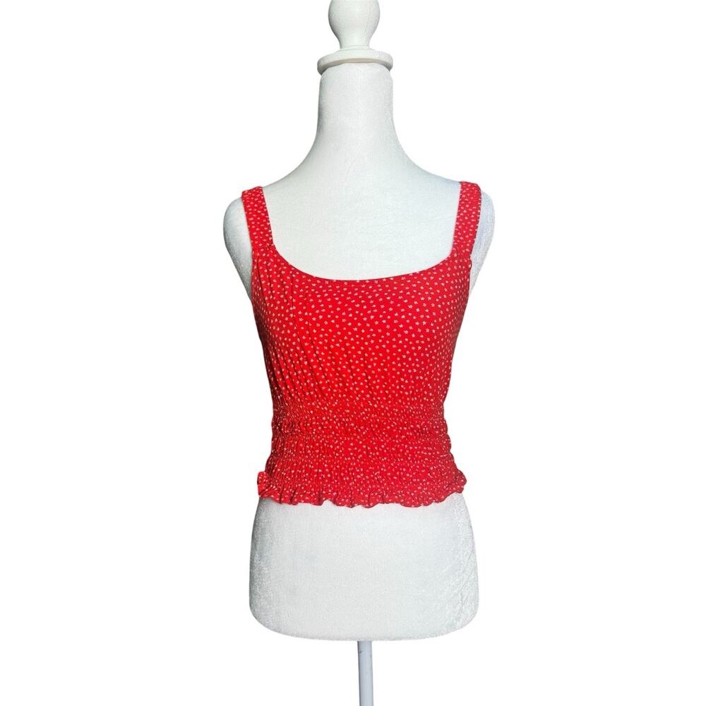 L.A. Hearts Womens Red Ditsy Floral Smocked Tank Top Y2K Coquette Babydoll Sz XS